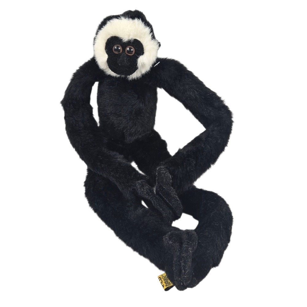 Vtg 1999 Wild Republic Hanging Gibbon Monkey Plush Hook Loop Hands 17" Black Wht